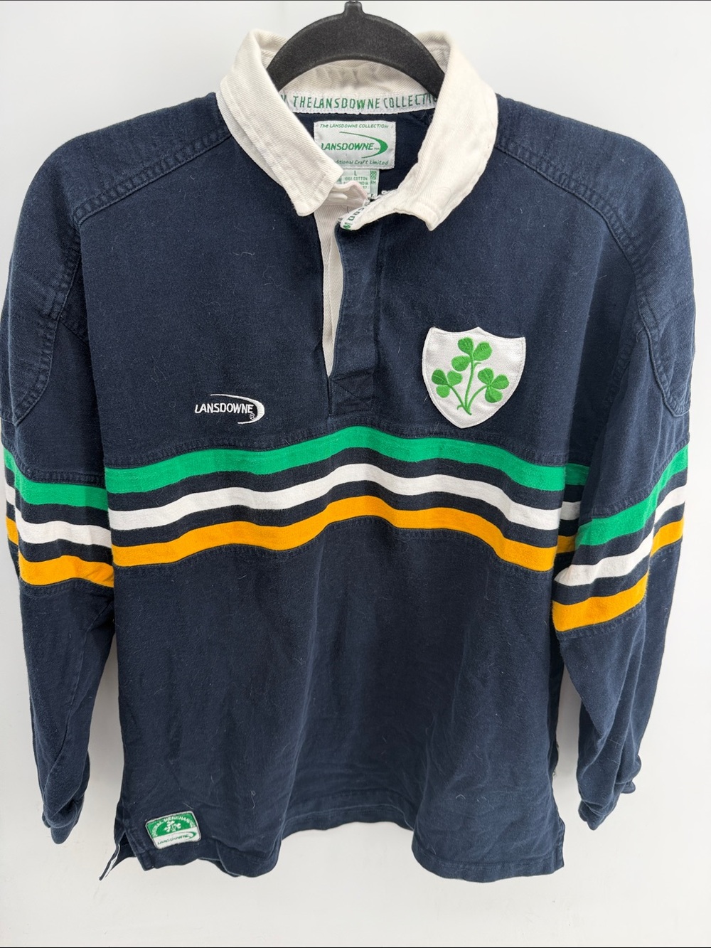 Vintage Lansdowne Ireland long sleeve polo rugby shirt sz L